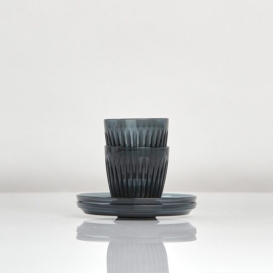 Set de 2 Cești de Cafea & Farfurii Huskee - Gama Renew 90ml - Smoke