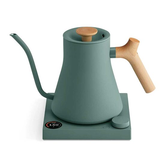 Kettle FELLOW Stagg EKG Smart Pour Smoke Green cu Mâner din Arțar 0.9L 1150MP