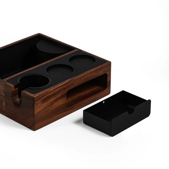 MHW-3BOMBER Knock Box Organizer Espresso 51–58 mm – Organizator din lemn pentru accesorii barista